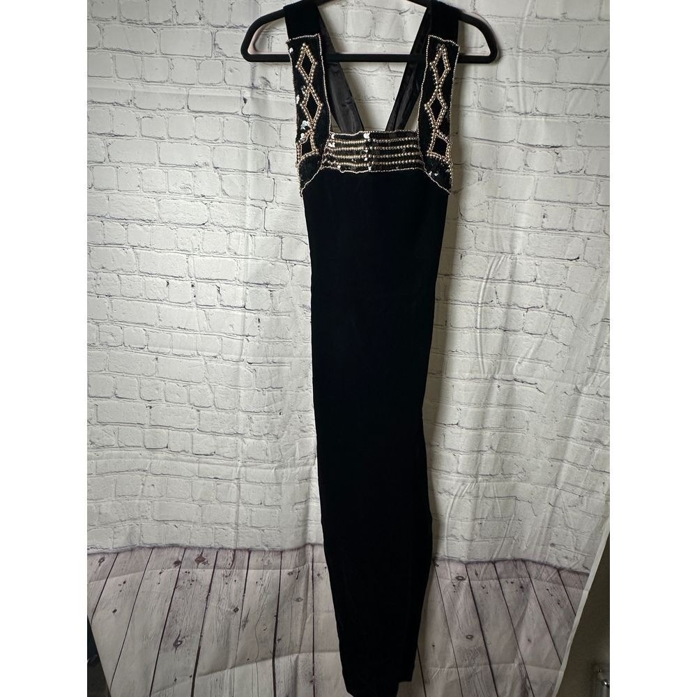 Vintage Blondie and Me Evening Gown with Gold Beaded Embellishments Formal Dress
